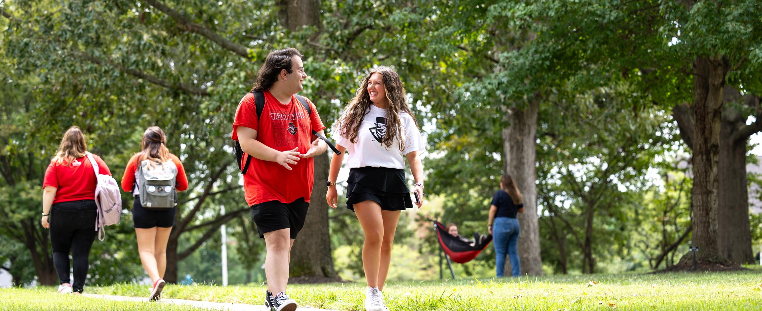 Student walking on campus